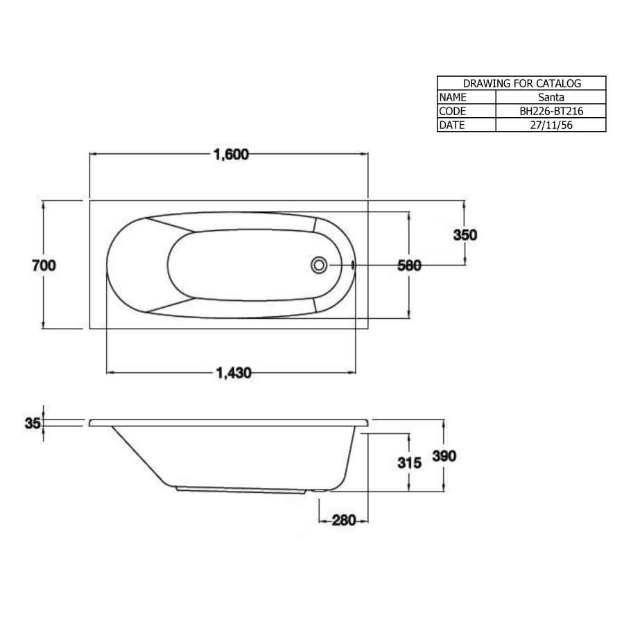 Bồn tắm COTTO BT216D(H)WH / BT216PP(H) xây bệ không tay vịn