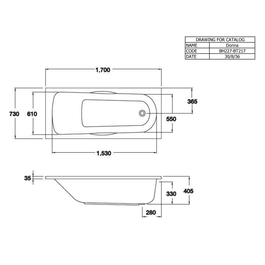 Bồn tắm COTTO BT217D(H) / BT217PP(H) xây bệ không tay vịn