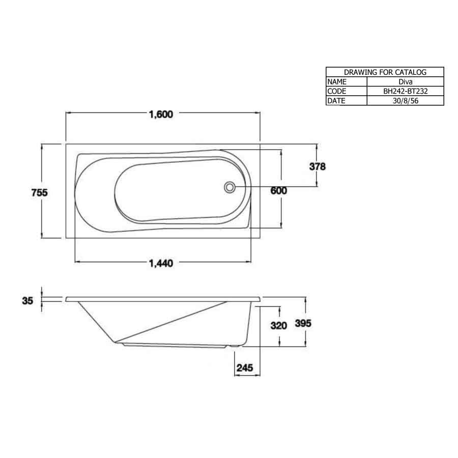 Bồn tắm COTTO BT232PP(H) xây bệ không tay vịn