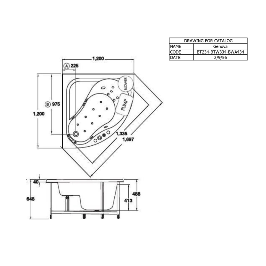 Bồn tắm COTTO BT234PP(H) góc xây bệ