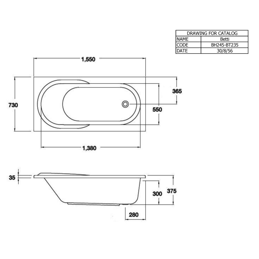 Bồn tắm COTTO BT235PP(H) xây bệ không tay vịn