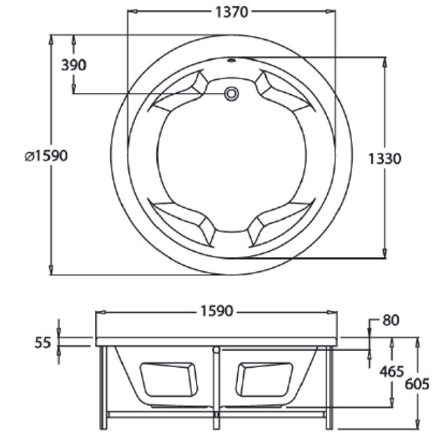 Bồn tắm COTTO BWA401PP(H) massage xây bệ
