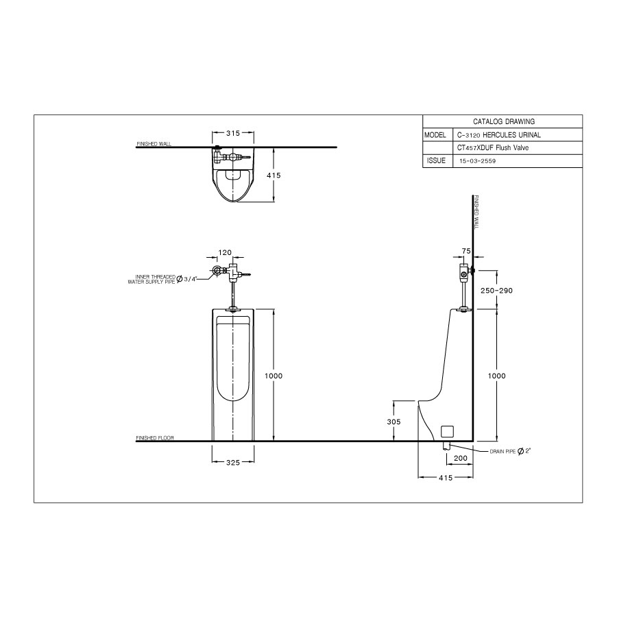 Bồn tiểu nam COTTO C31207 đặt sàn Hercules