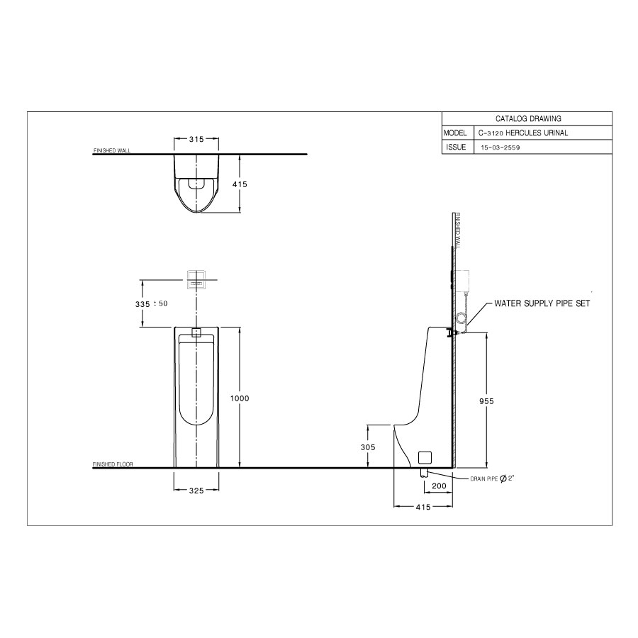 Bồn tiểu nam COTTO C31207BI đặt sàn Hercules