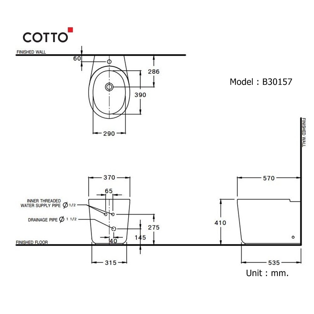 Bồn tiểu nữ COTTO B30157