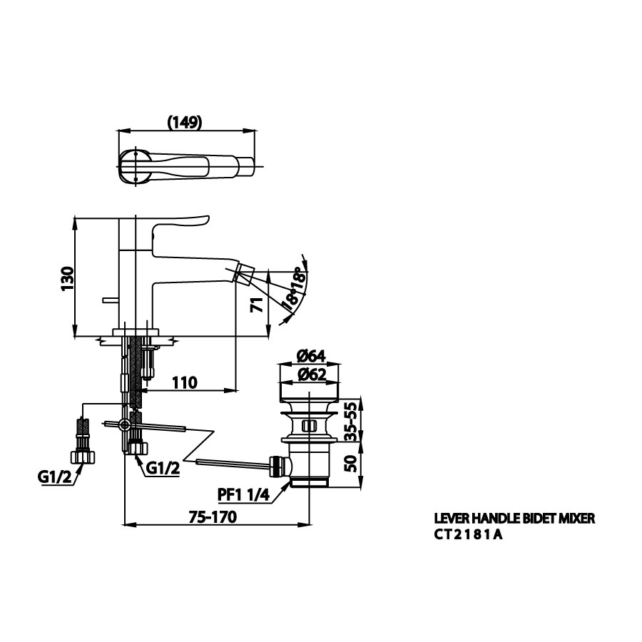 Vòi tiểu nữ COTTO CT2181A nóng lạnh Patchwork