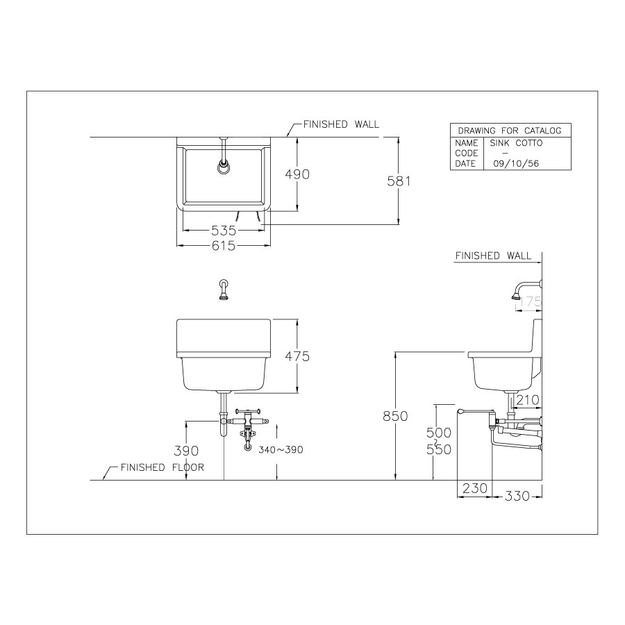 Chậu dịch vụ COTTO C2400 treo tường Sink