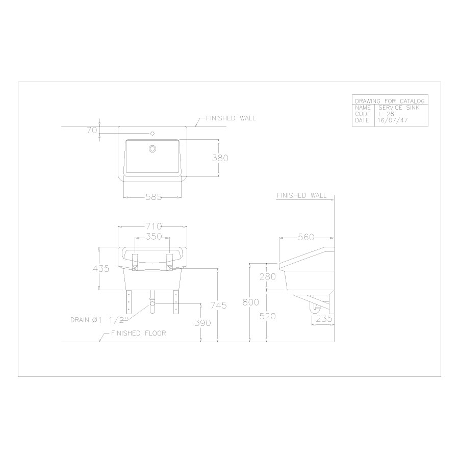 Chậu dịch vụ COTTO C2800 treo tường Sink