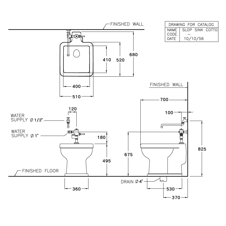 Chậu dịch vụ COTTO C3300 đặt sàn Slop Sink