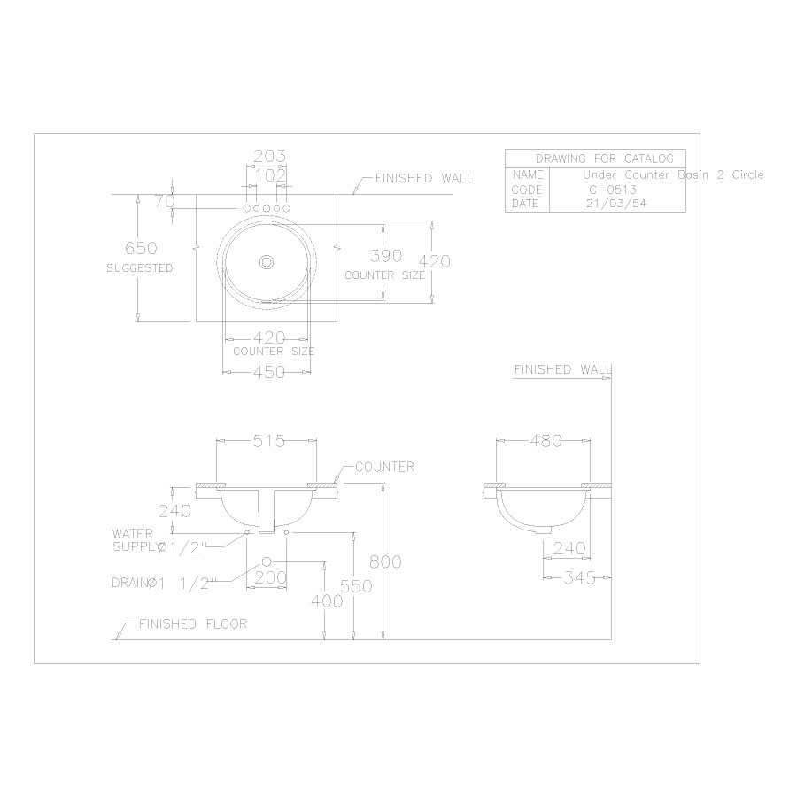 Chậu rửa mặt lavabo âm bàn COTTO C0513