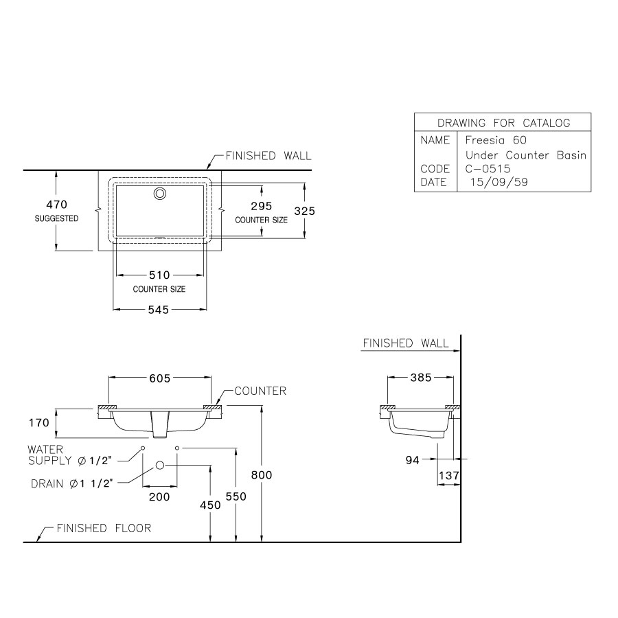 Chậu rửa mặt lavabo âm bàn COTTO C05157