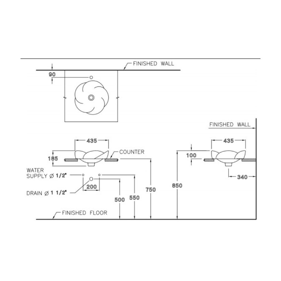Chậu rửa lavabo đặt bàn COTTO C0001 Fleur