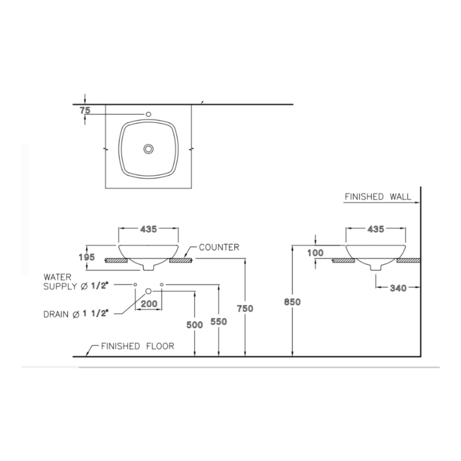 Chậu rửa lavabo đặt bàn COTTO C0003 Tess