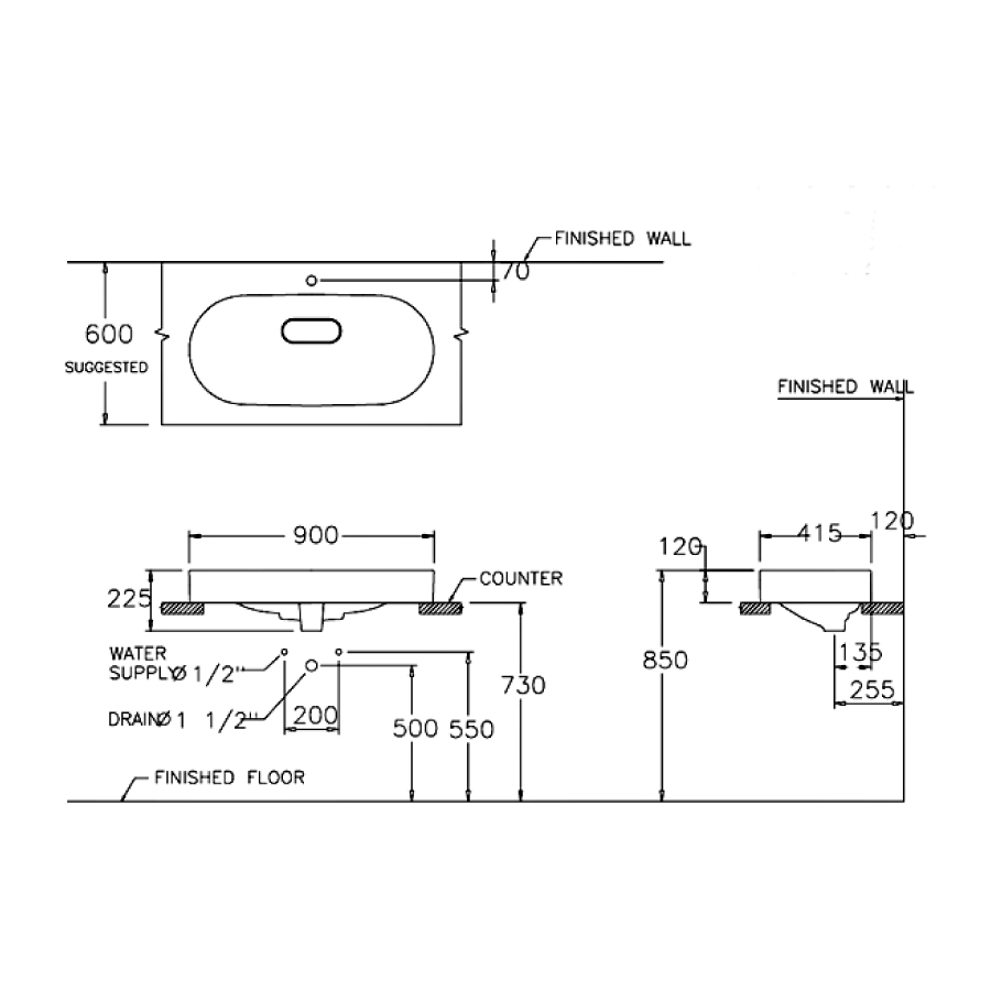 Chậu rửa lavabo đặt bàn COTTO C002517 Olix