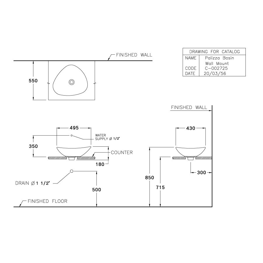 Chậu rửa lavabo đặt bàn COTTO C002725 Palizza