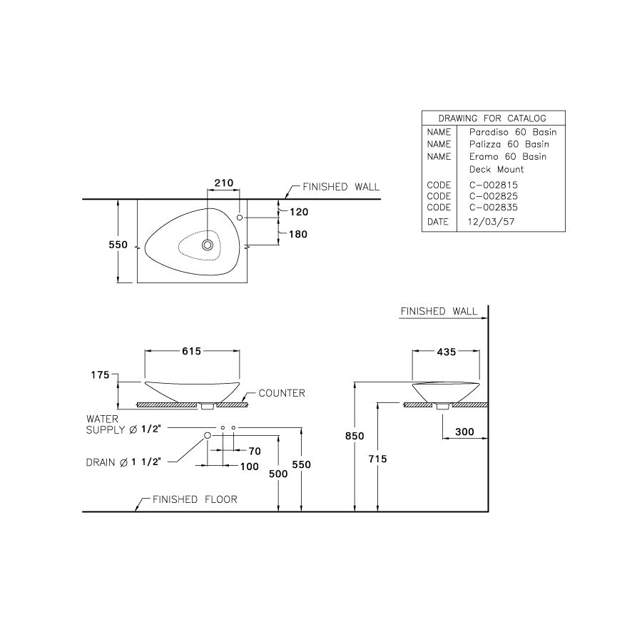 Chậu rửa lavabo đặt bàn COTTO C002825 Palizza