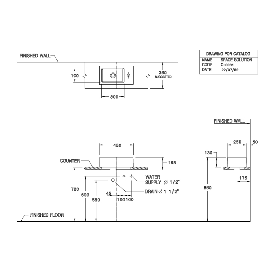 Chậu rửa lavabo đặt bàn COTTO C0031 Space Top