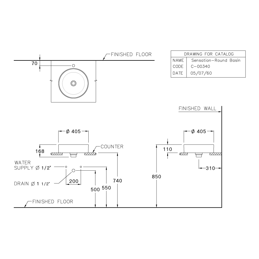 Chậu rửa lavabo đặt bàn COTTO C003417 Sensation