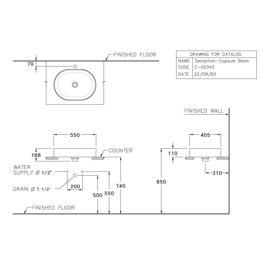 Chậu rửa lavabo đặt bàn COTTO C003437 Sensation