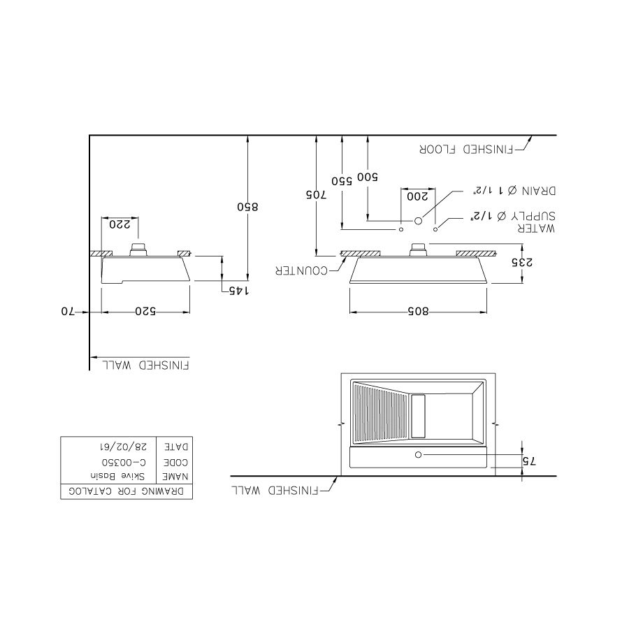 Chậu rửa lavabo đặt bàn COTTO C00350 Skive
