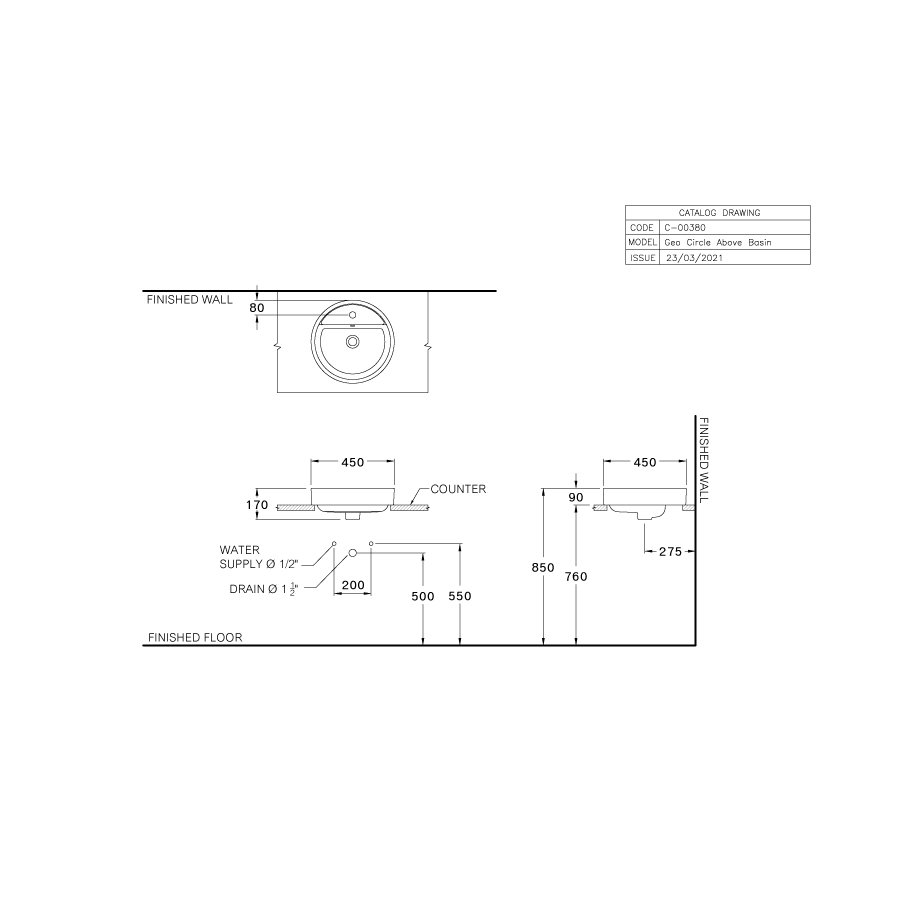 Chậu rửa lavabo đặt bàn COTTO C00380MBK/MLG/MWH Geo