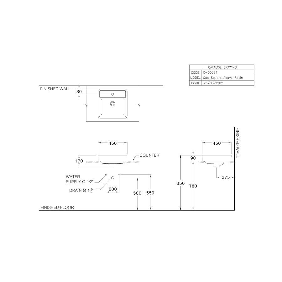 Chậu rửa lavabo đặt bàn COTTO C00381MBK/MLG/MWH Geo