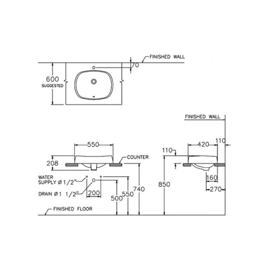 Chậu rửa lavabo đặt bàn COTTO C02517 Chloe