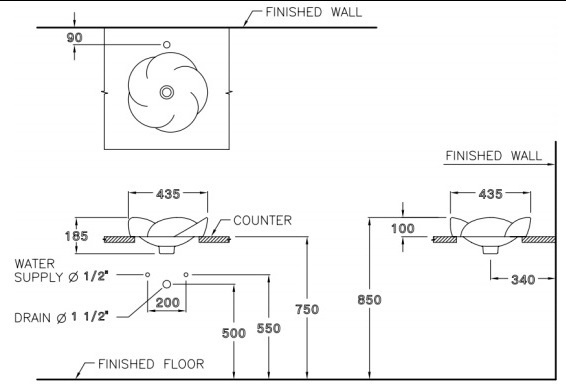 Chậu rửa lavabo đặt bàn COTTO C0001 Fleur