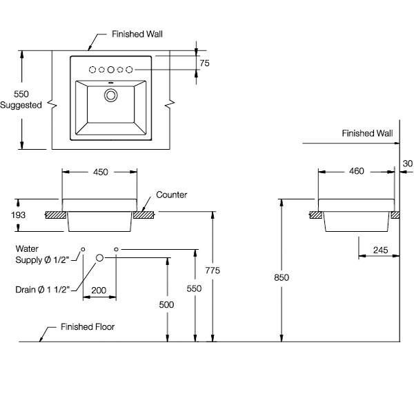 Chậu rửa lavabo đặt bàn COTTO C0901 Quado