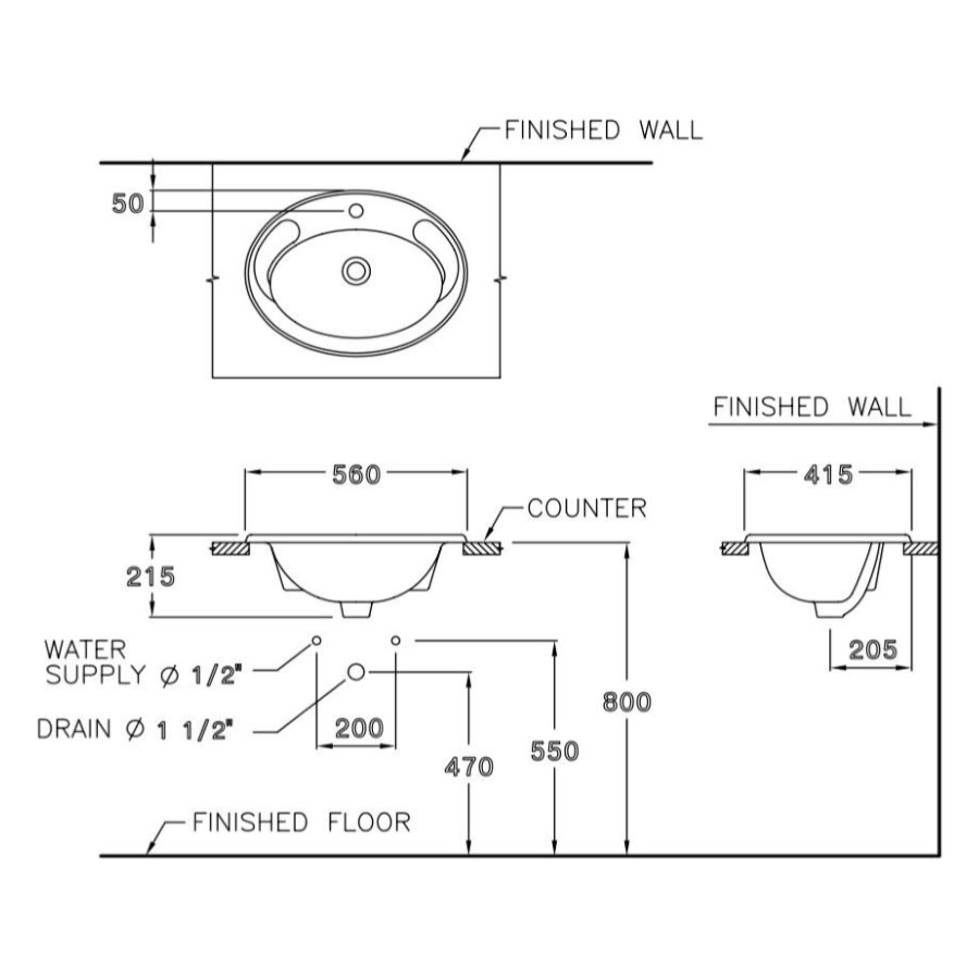 Chậu lavabo dương vành COTTO C007 Jade