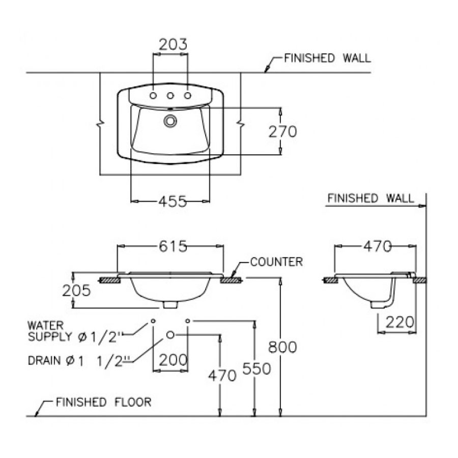 Chậu lavabo dương vành COTTO C0110 Victor
