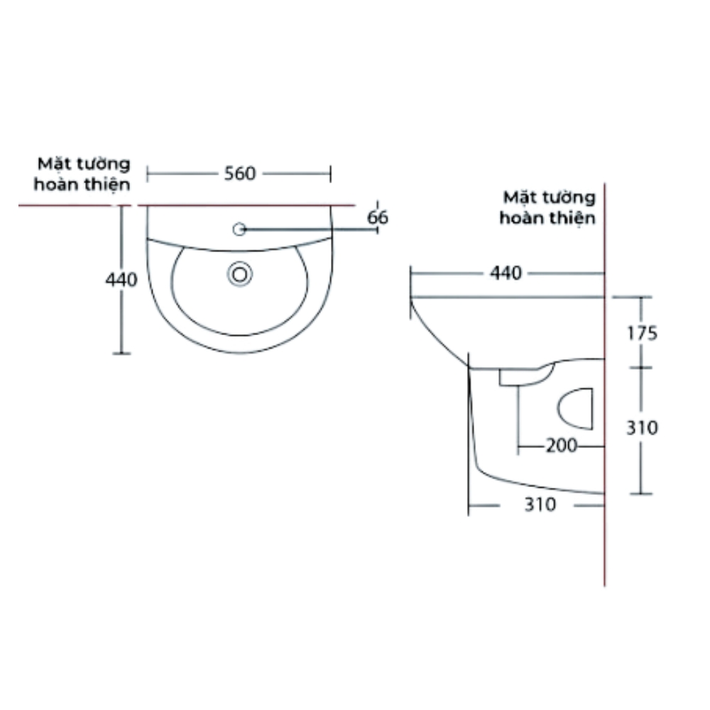 Chậu lavabo treo tường chân lửng Belen COTTO C000606OS/C400000OS