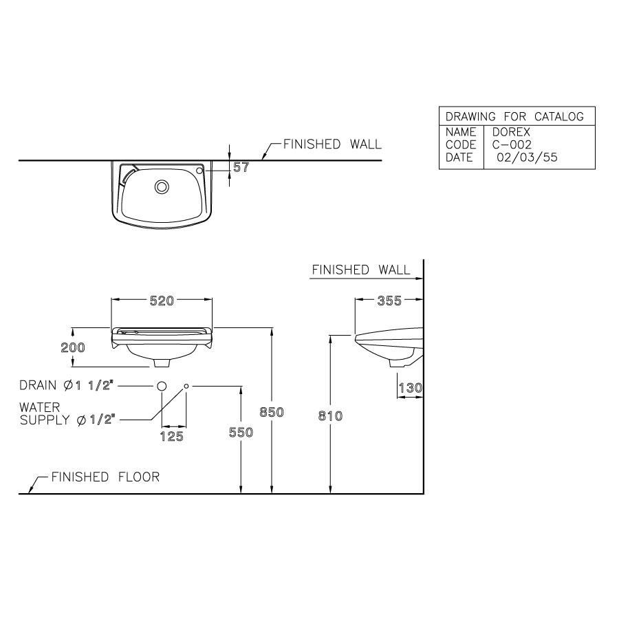 Chậu lavabo treo tường COTTO C002 Dorex