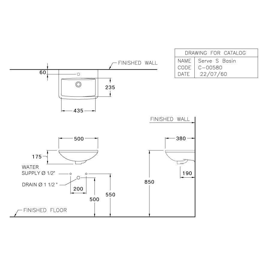 Chậu lavabo treo tường COTTO C00580 Serve S