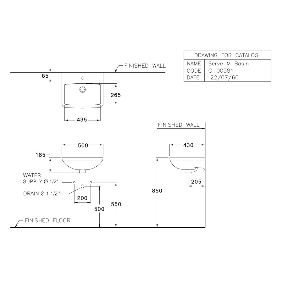 Chậu lavabo treo tường COTTO C00581 Serve M