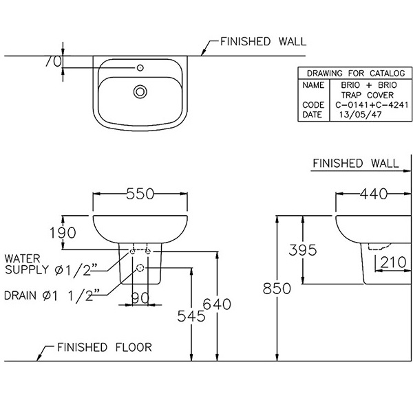 Chậu lavabo treo tường COTTO C0141