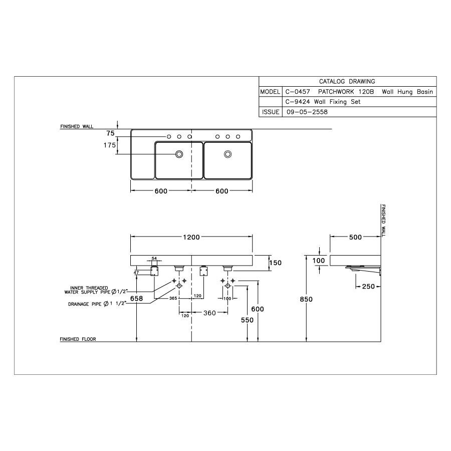 Chậu lavabo treo tường COTTO C0457 Patchwork