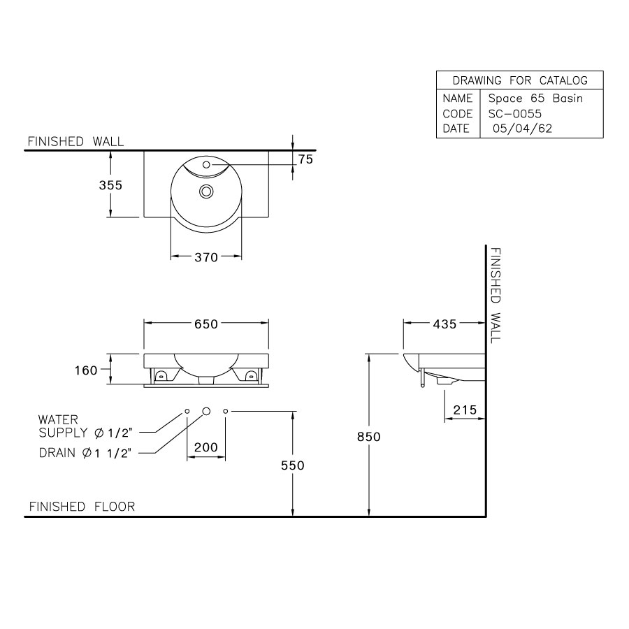 Chậu lavabo treo tường COTTO SC0055 Space