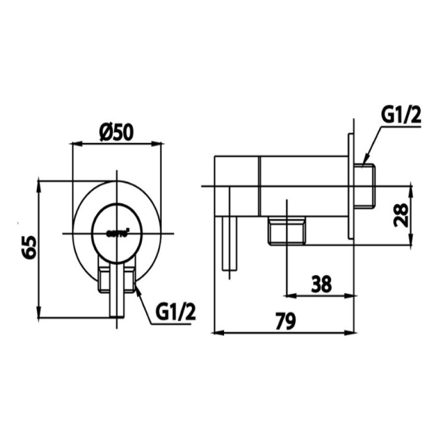 Bản vẽ kỹ thuật củ sen tắm lạnh COTTO CT1264C53(HM)