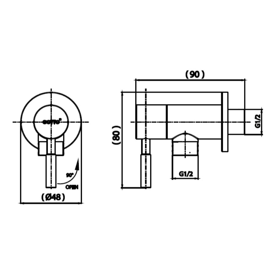 Bản vẽ kỹ thuật củ sen tắm lạnh COTTO CT1267C54#SA(HM)