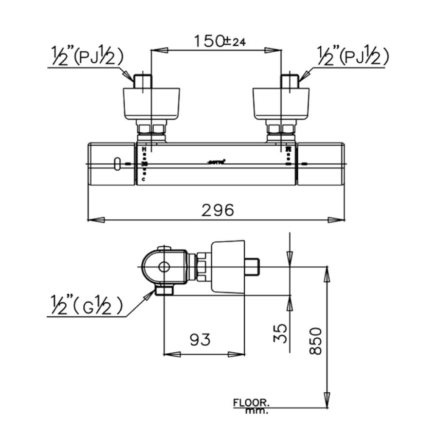 Củ sen tắm COTTO CT2042A nhiệt độ gắn tường Enrico
