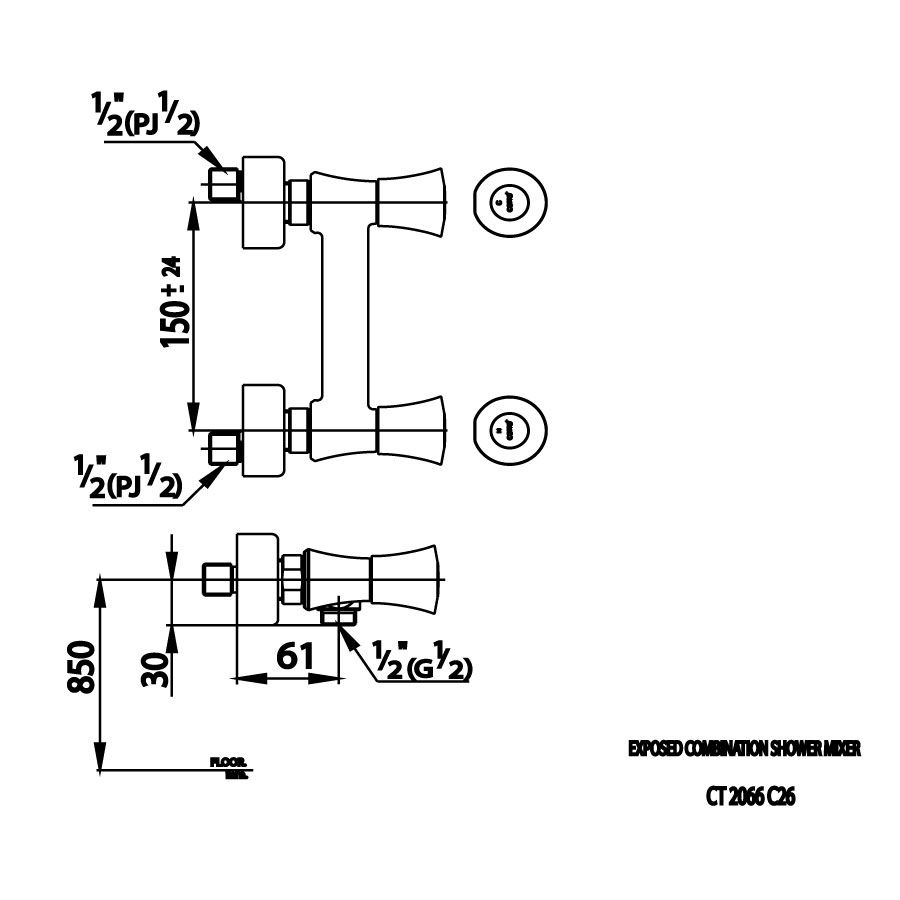 Củ sen tắm COTTO CT2066C26 nóng lạnh Villa