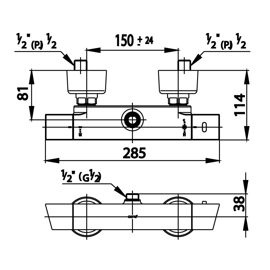 Củ sen tắm COTTO CT2085 nhiệt độ gắn tường Square