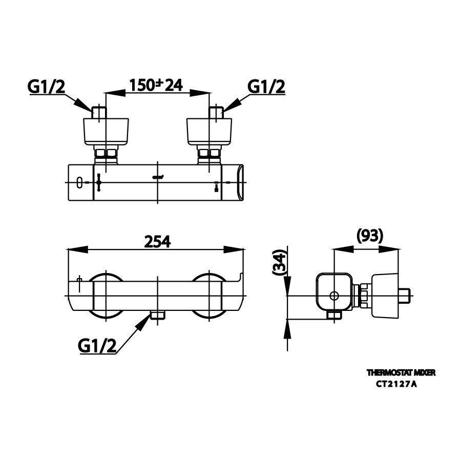 Củ sen tắm COTTO CT2127A nhiệt độ gắn tường Scirocco