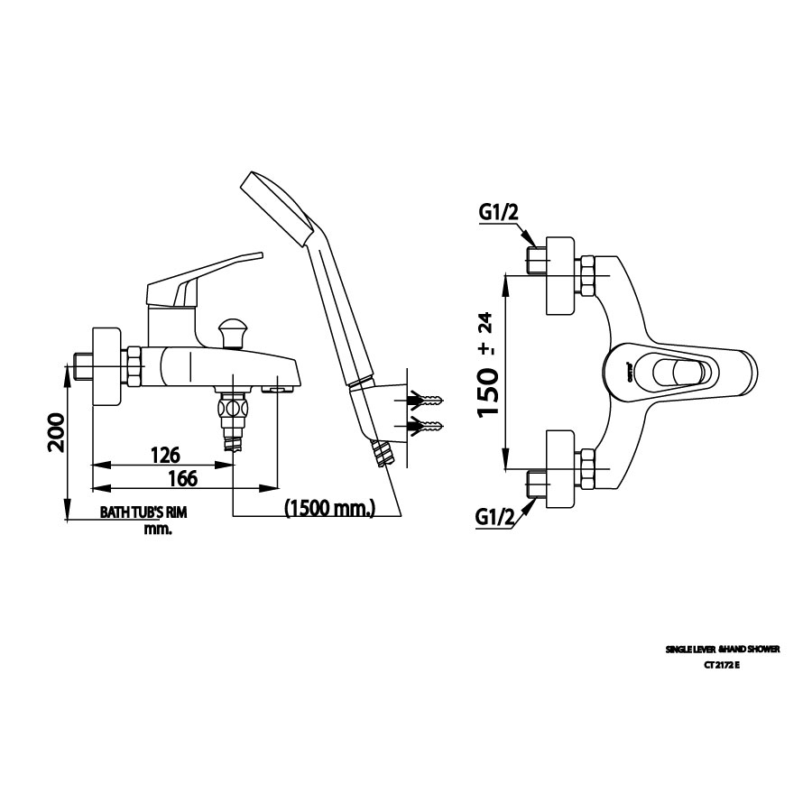 Củ sen tắm COTTO CT2172E nóng lạnh Arona