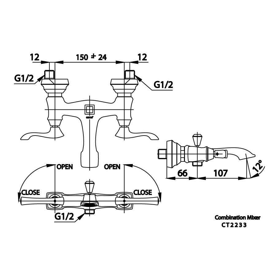 Củ sen tắm COTTO CT2233 nóng lạnh Everett