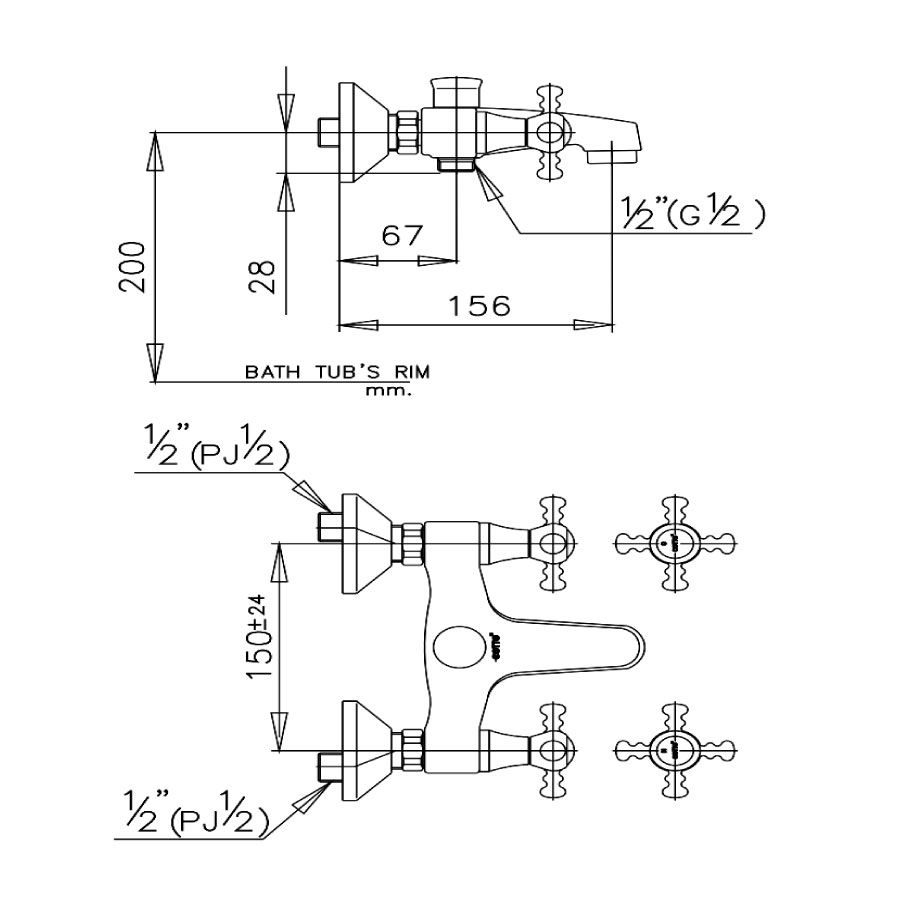 Củ sen tắm COTTO CT250C15 nóng lạnh Marina