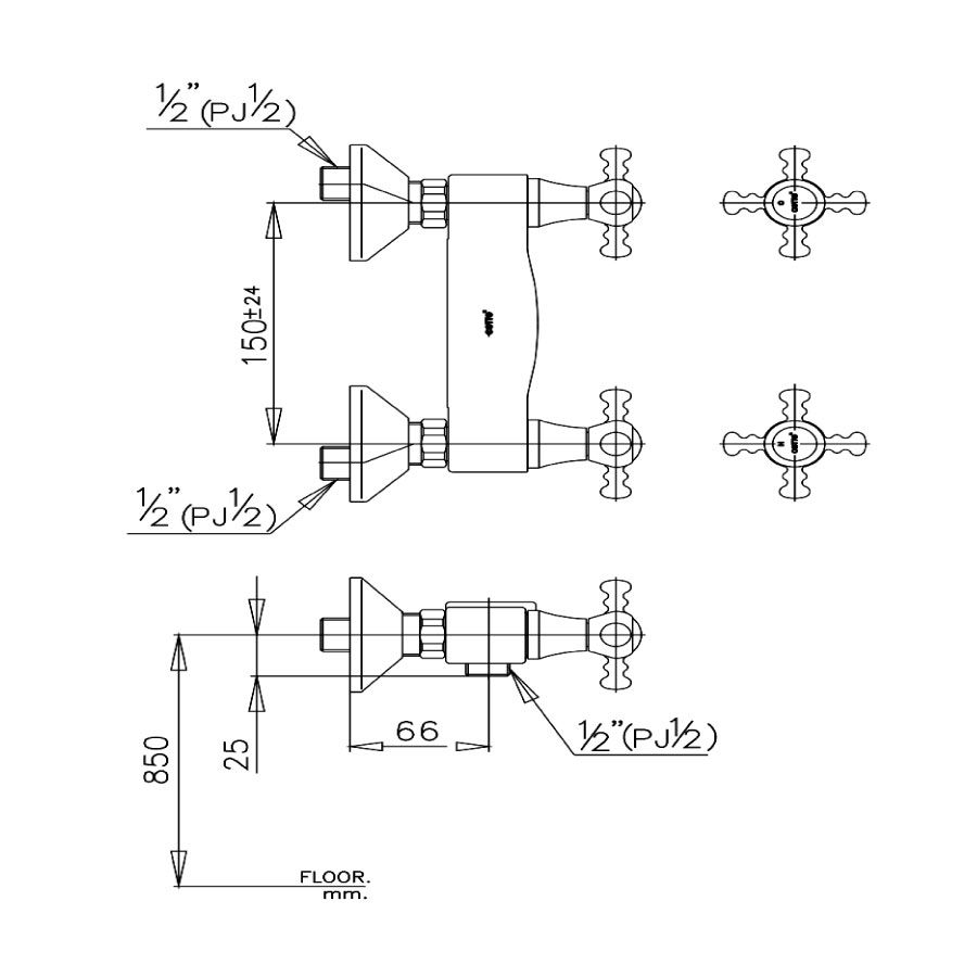 Củ sen tắm COTTO CT251C15 nóng lạnh Marina