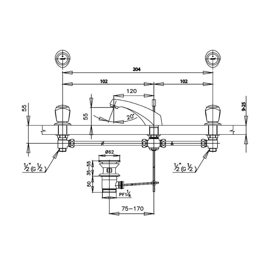 Củ sen tắm COTTO CT256C17 nóng lạnh Classic