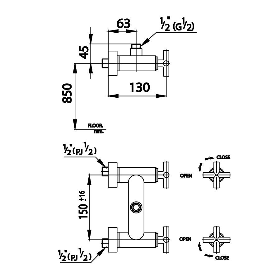 Củ sen tắm COTTO CT276C16 nóng lạnh Cross